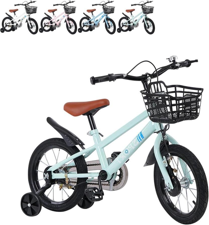 Kinderfiets Loopfiets met trappers Leren fietsen Veilige rem 14 inch Azure