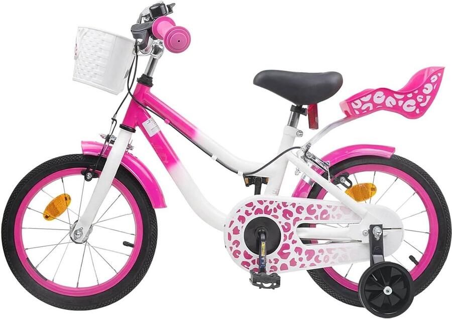 Kinderfiets Met Zijwieltjes Loopfiets Kinderen Eerste Fietservaring Verstelbare Handvatten 12 inch Roze