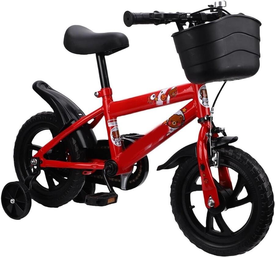 Kinderfiets met Zijwieltjes Loopfiets Peuterfiets Leren Fietsen Hoog Koolstofstaal Frame 12 Inch Blauw