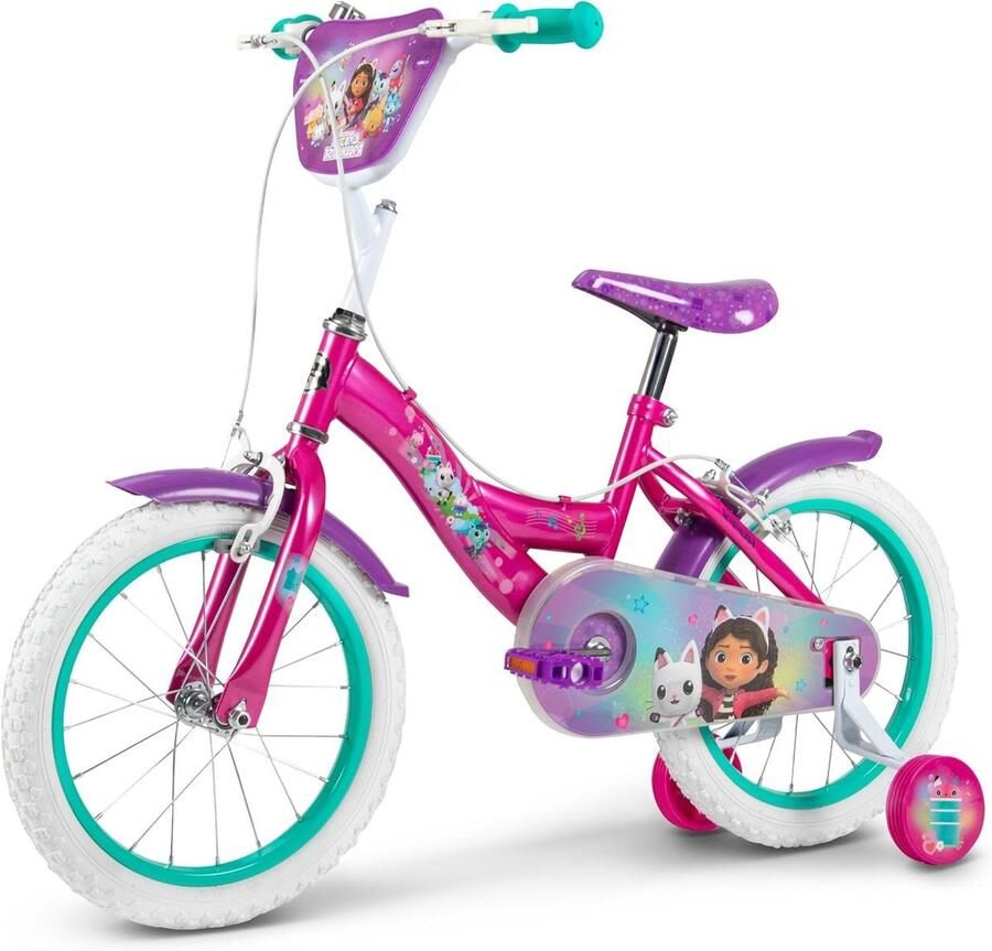 Kinderfiets Loopfiets met zijwieltjes Veilig leren fietsen Stevig stalen frame 16 inch Roze