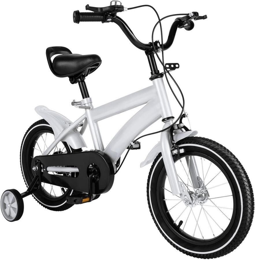 Kinderfiets Loopfiets peuter Leren fietsen Verstelbaar stuur zadel 14 inch Wit zwart