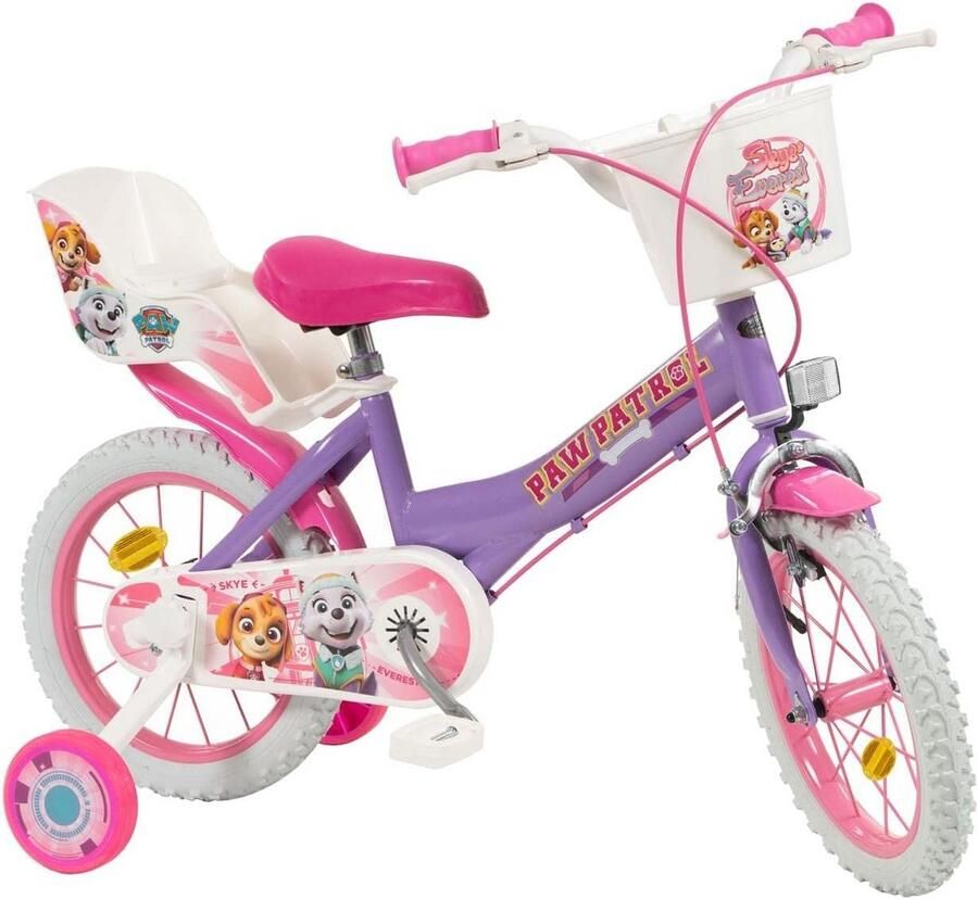 Kinderfiets Loopfiets Peuterfiets Eerste Fiets Avontuur Verstelbaar Zadel Poppenhouder 14 inch Roze