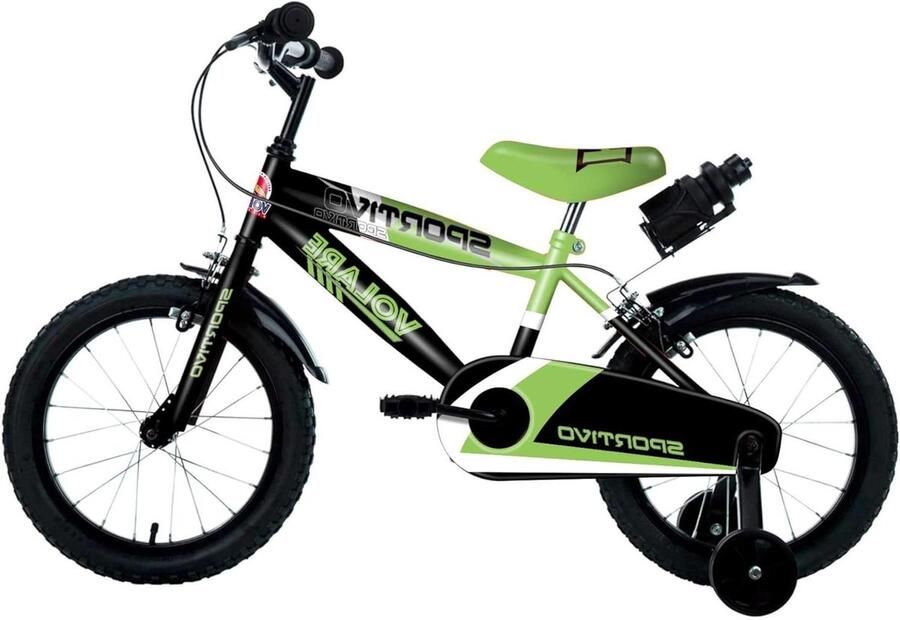 Kinderfiets Loopfiets Peuterfiets Leren Fietsen Afneembare Zijwielen 14 Inch Zwart Groen