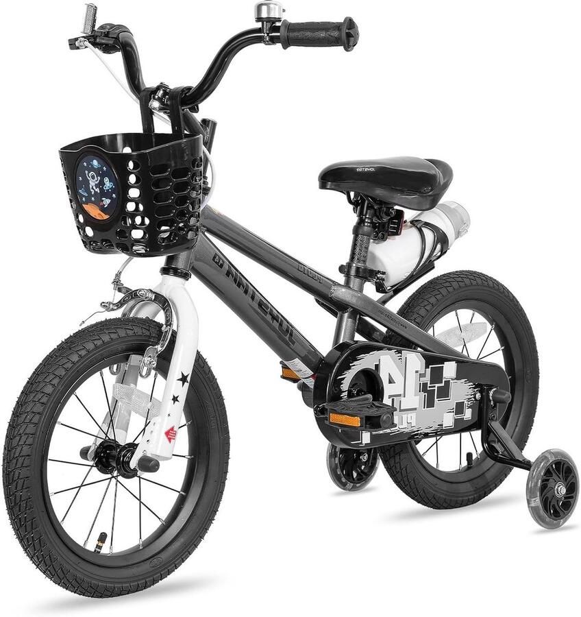 Kinderfiets Loopfiets Peuterfiets Leren Fietsen Met Zijwieltjes 16 Inch Grijs