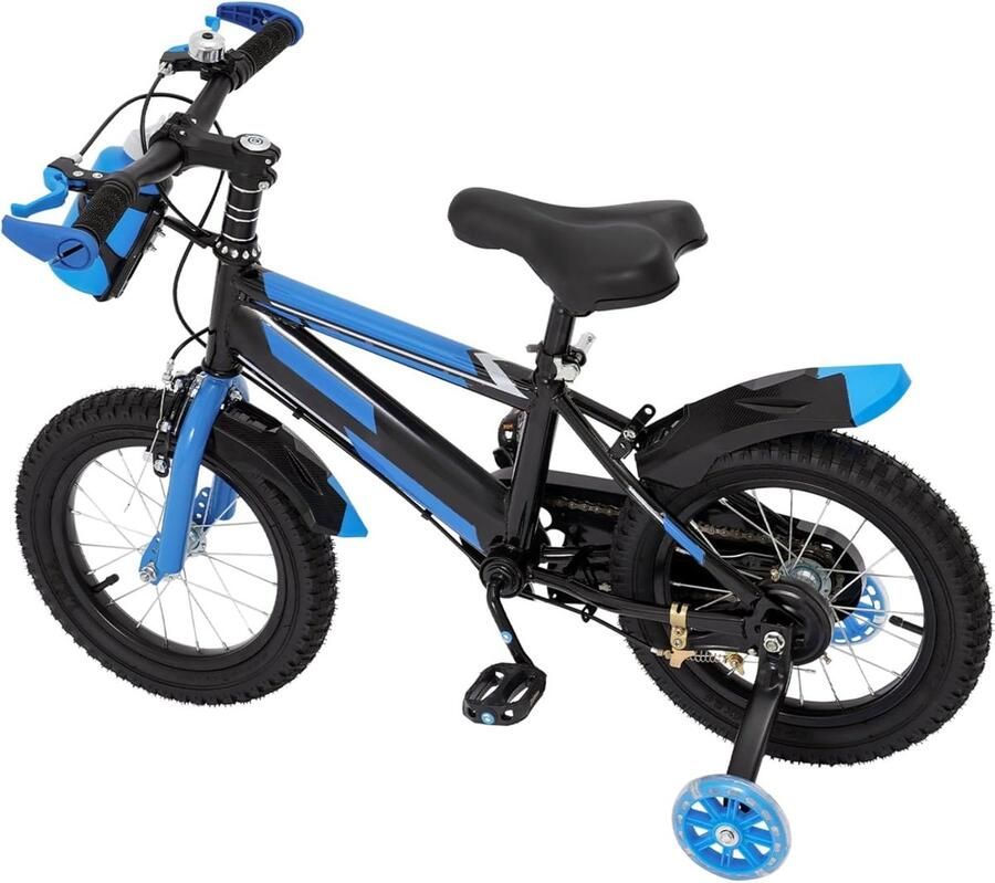 Kinderfiets Loopfiets Stabilisatoren Leren Fietsen Inclusief Drinkfles 14 Inch Zwart Blauw