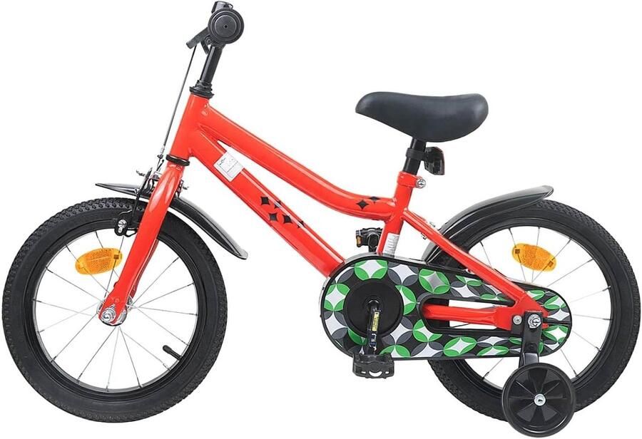 Kinderfiets 16 Inch Klassieke Fiets Leren Fietsen Verstelbaar Zadel 16 Inch Rood