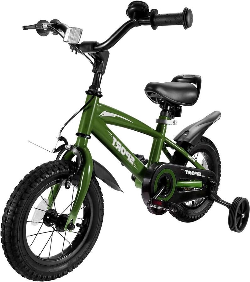 Kinderfiets Loopfiets Veilig leren fietsen Dubbel remsysteem 12 inch Groen
