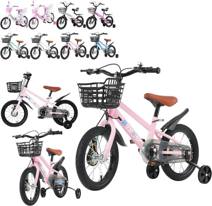 Kinderfiets Loopfiets Veilig Leren Met dje 12-16 Inch Roze Zwart