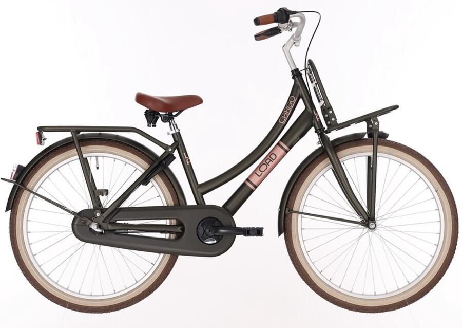 Kinderfiets Meisje 24 inch BFN Cargo Load – Mat Groen – 3 Versnellingen – Terugtraprem – Met Verlichting en Slot