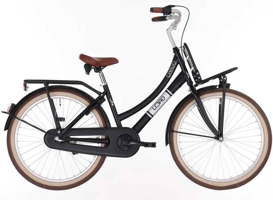 Kinderfiets Meisje 24 inch BFN Cargo Load – Zwart – 3 Versnellingen – Terugtraprem – Met Verlichting en Slot