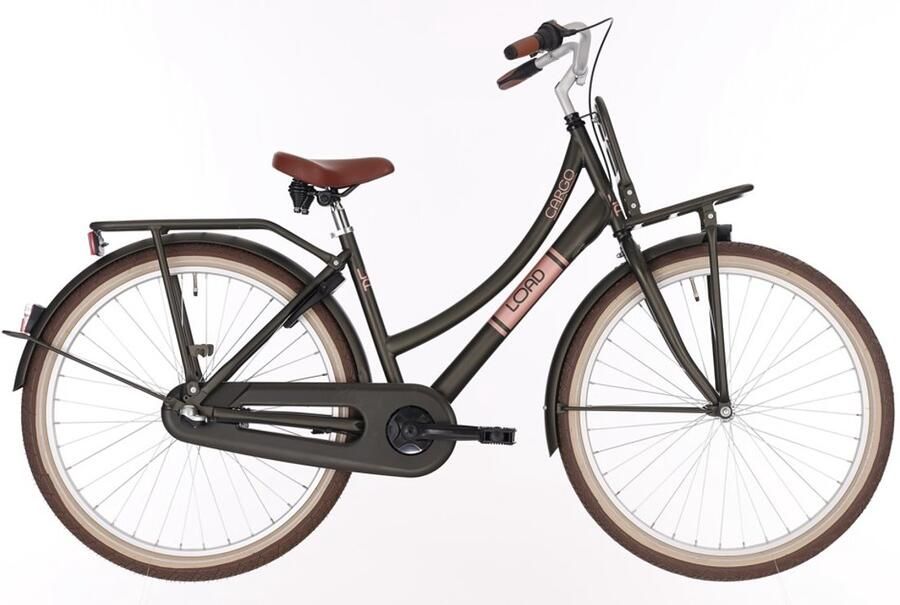 Kinderfiets Meisje 26 inch BFN Cargo Load – Mat Groen – 3 Versnellingen – Terugtraprem – Met Verlichting en Slot