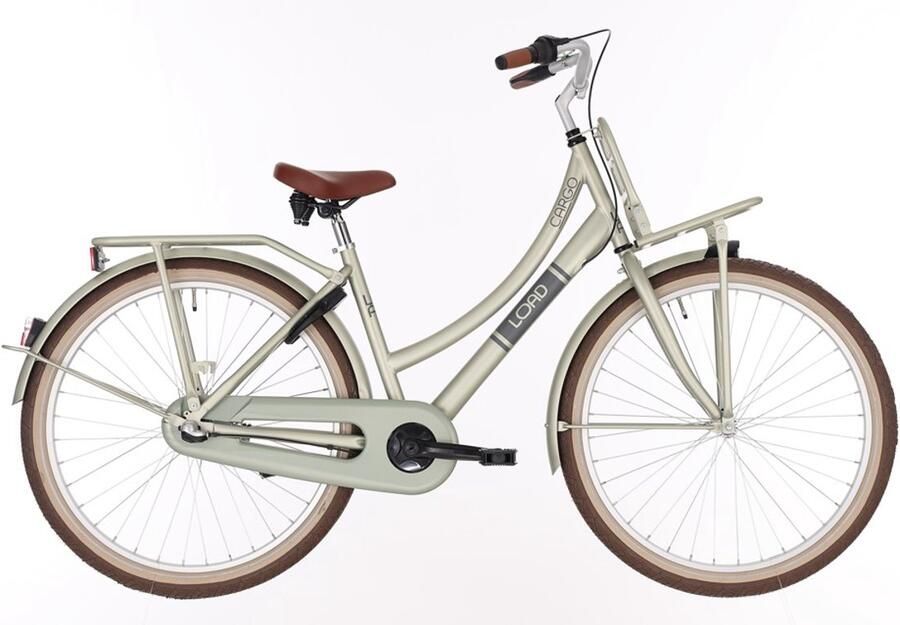 Kinderfiets Meisje 26 inch BFN Cargo Load – Mat Olijfgroen – 3 Versnellingen – Terugtraprem – Met Verlichting en Slot