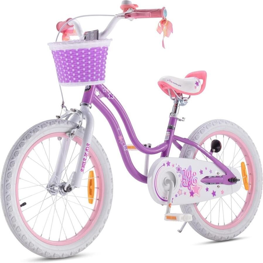 Kinderfiets Meisjes Fiets met steunwielen Leren Fietsen Opvallend Sterrenontwerp 14 Inch Paars