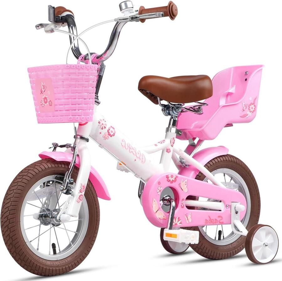 Kinderfiets sfiets Kinderfiets Fietsen Leren Met Poppenstoel en d 12 inch Wit