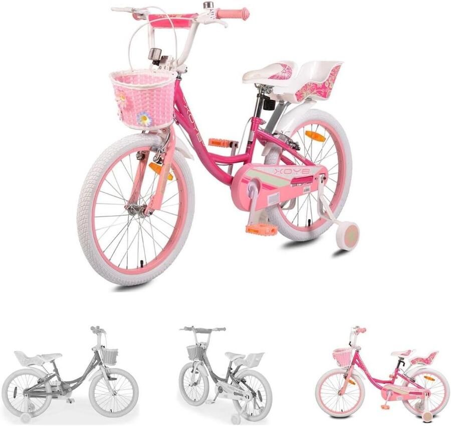Kinderfiets Meisjes Loopfiets Accessoires Poppen Vervoeren Inclusief Poppenzitje 20 Inch Roze
