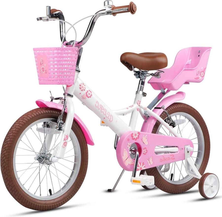 Kinderfiets Meisjes Loopfiets Buiten Spelen Inclusief Mand Poppenzitje 16 Inch Meerkleurig