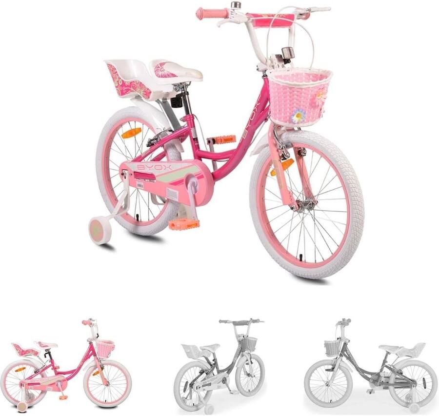 Kinderfiets Meisjes Loopfiets Buiten Spelen Met Poppenzitje 20 Inch Roze