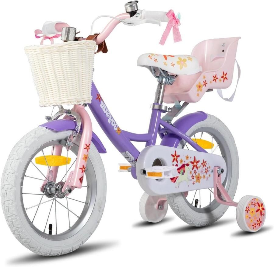 Kinderfiets Meisjes Loopfiets Eerste Fiets Inclusief Poppenzitje 14 inch Lichtpaars