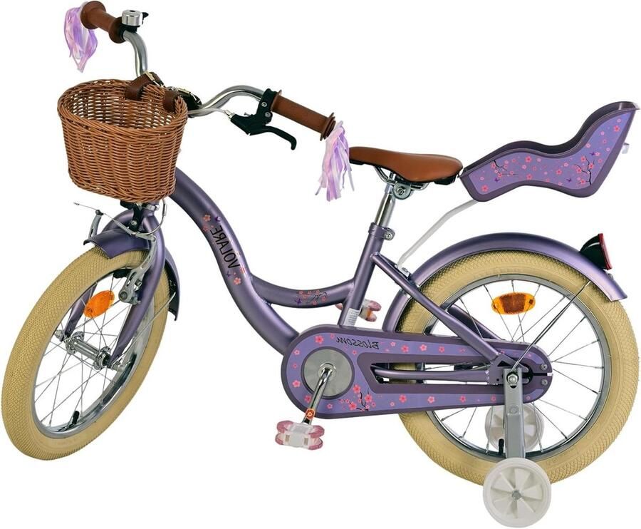 Kinderfiets Meisjes Loopfiets Kinderen Leren Fietsen Met Mandje Poppenzitje 16 Inch Paars