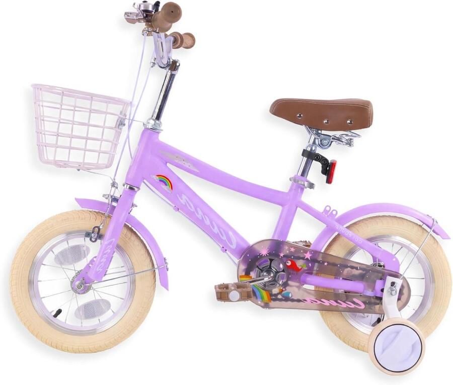 Kinderfiets Meisjes Loopfiets Leren Fietsen Stevig Stalen Frame 12 Inch Paars