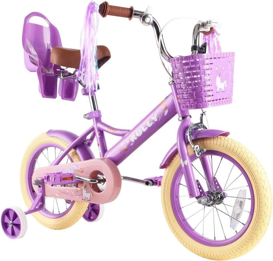 Kinderfiets Meisjes Peuterfiets Vrolijk Leren Fietsen Inclusief Mand 16 Inch Paars