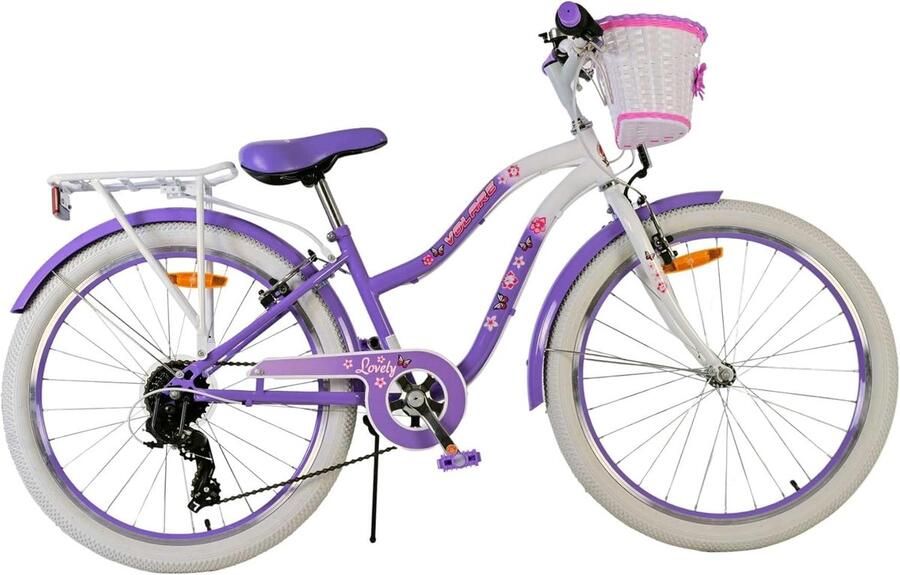 Kinderfiets Meisjes Stadsfiets Kinderen Dagelijks Gebruik 7 Versnellingen 24 Inch Paars