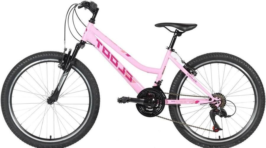 Kinderfiets Meisjes Stadsfiets Meisjes School en Stad 18 Versnellingen Shimano 24 inch Roze Wit
