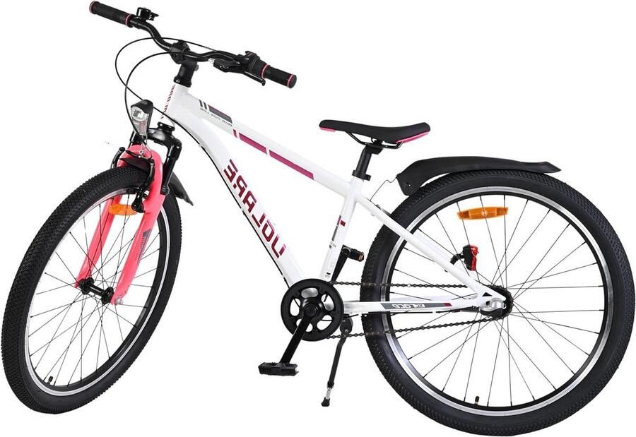 Kinderfiets Meisjesfiets Avontuurlijke ritten Shimano 3 versnellingen 24 inch Wit roze