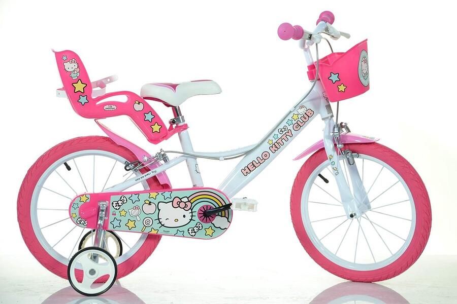 Kinderfiets Meisjesfiets Buiten Spelen Inclusief Mandje 14 Inch Wit Roze