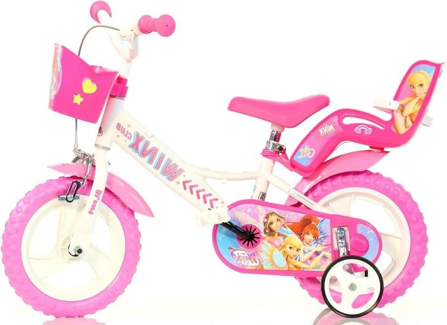 Kinderfiets Meisjesfiets Buiten spelen Magisch design 12 Inch Wit Roze