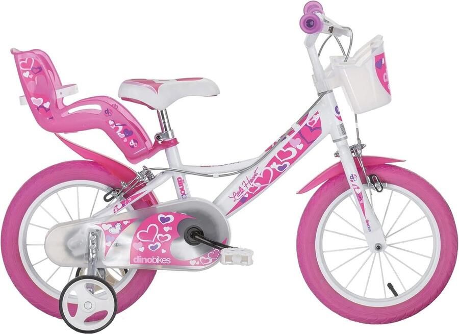 Kinderfiets Meisjesfiets Buiten spelen Mand en spatborden 14 inch Wit-roze
