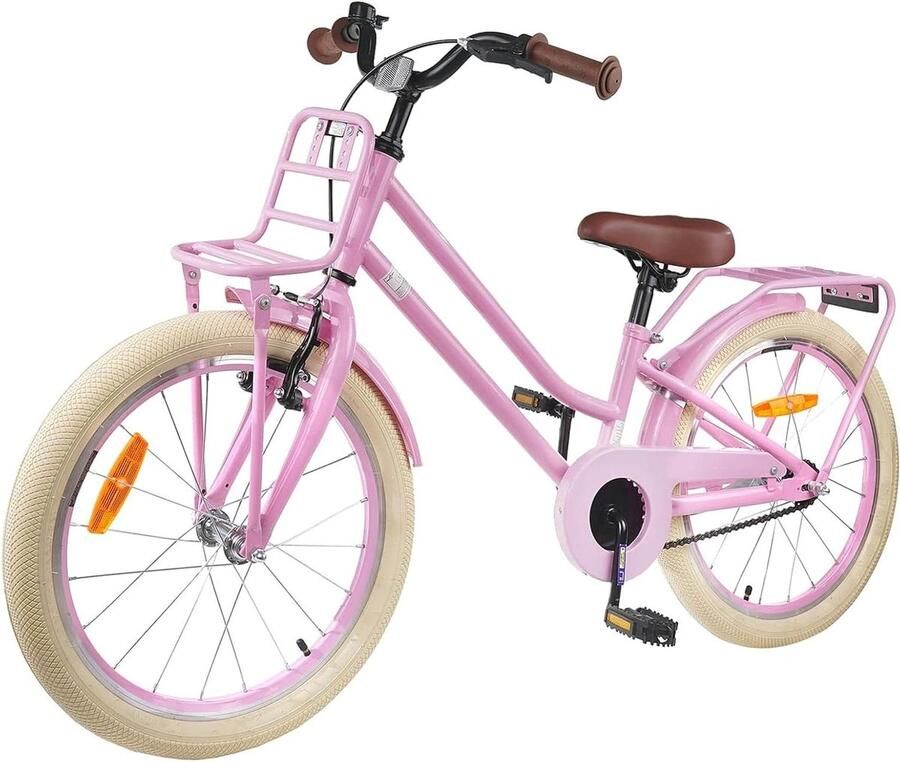 Kinderfiets Meisjesfiets Buitenspelen Stevig stalen frame 18 inch Lichtroze