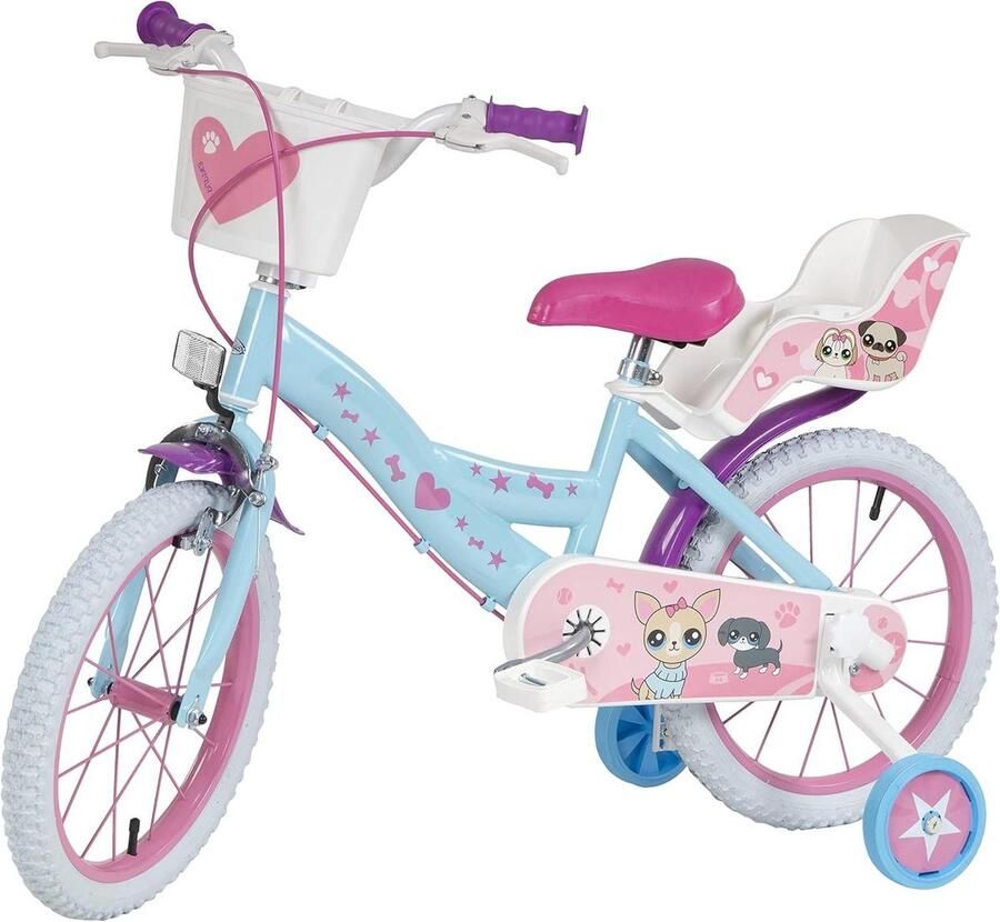 Kinderfiets Meisjesfiets Driewieler Leren Fietsen Met Mand en Poppenstoel 16 Inch Wielmaat Hemelsblauw