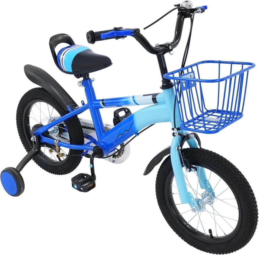 Kinderfiets sfiets sfiets Fietsen Leren Met Steunwielen 14 Inch Paars Blauw
