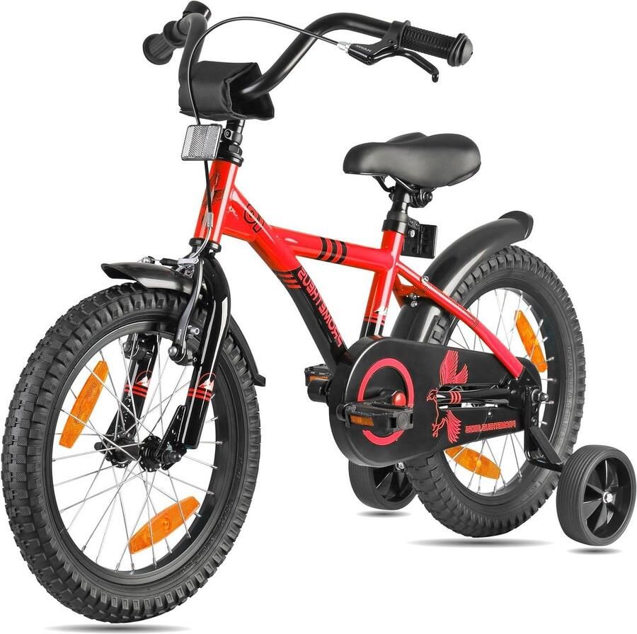 Kinderfiets sfiets sfiets Leren Fietsen Veiligheidspakket 16 inch Rood Zwart