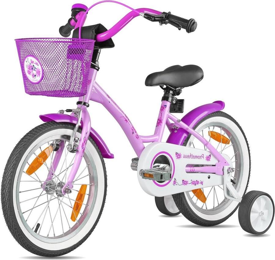 Kinderfiets Meisjesfiets Junior Leren Fietsen Veiligheidspakket 16 inch Paars
