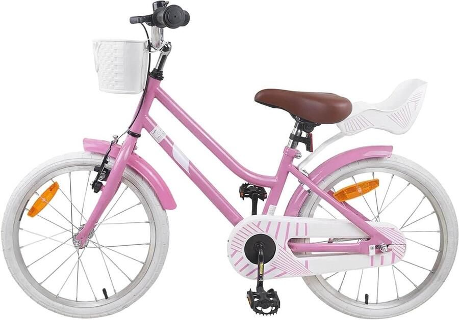 Kinderfiets Meisjesfiets Kind Lekker Fietsen Stalen Frame 18 inch Lichtroze