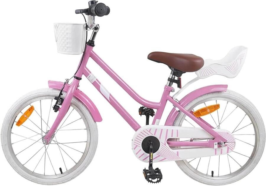 Kinderfiets Meisjesfiets Kinderen Fiets Veilig Fietsen Stalen Frame 18 Inch Lichtroze