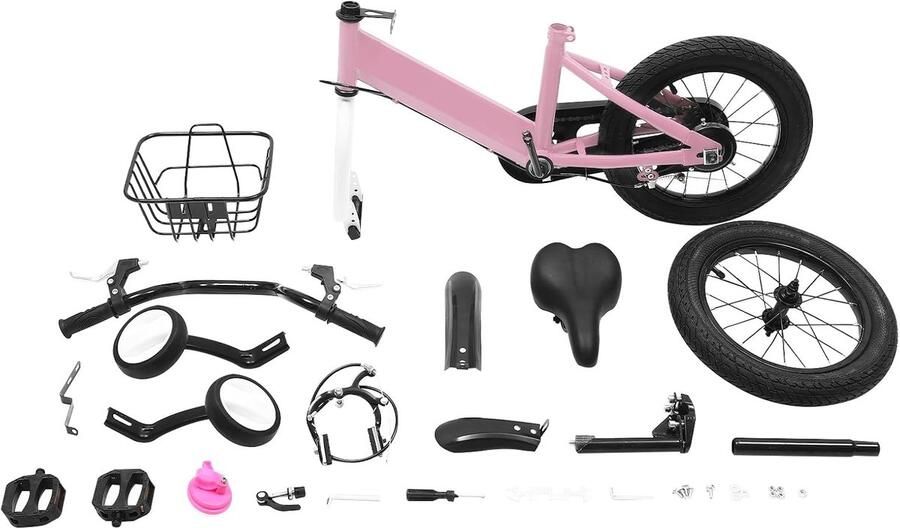Kinderfiets Meisjesfiets Kinderloopfiets Buiten Fietsen Hoog Koolstofstaal Frame 14 inch Roze