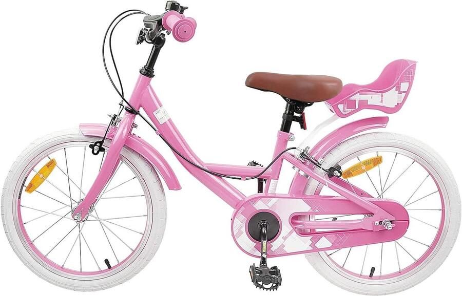 Kinderfiets Meisjesfiets Kinderloopfiets Leren Fietsen Stalen Frame 18 inch Lichtroze