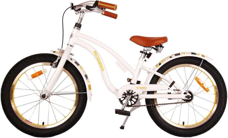 Kinderfiets Meisjesfiets Lekker Fietsen Lichtgewicht Frame 18 inch Wit