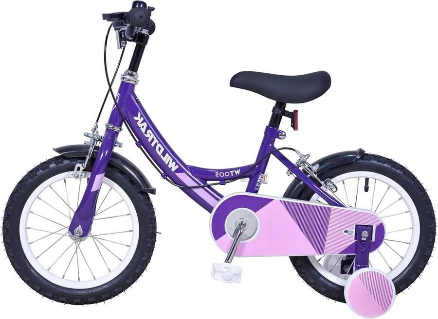 Kinderfiets Meisjesfiets Leren Fietsen Afneembare Zijwieltjes 14 inch Lila