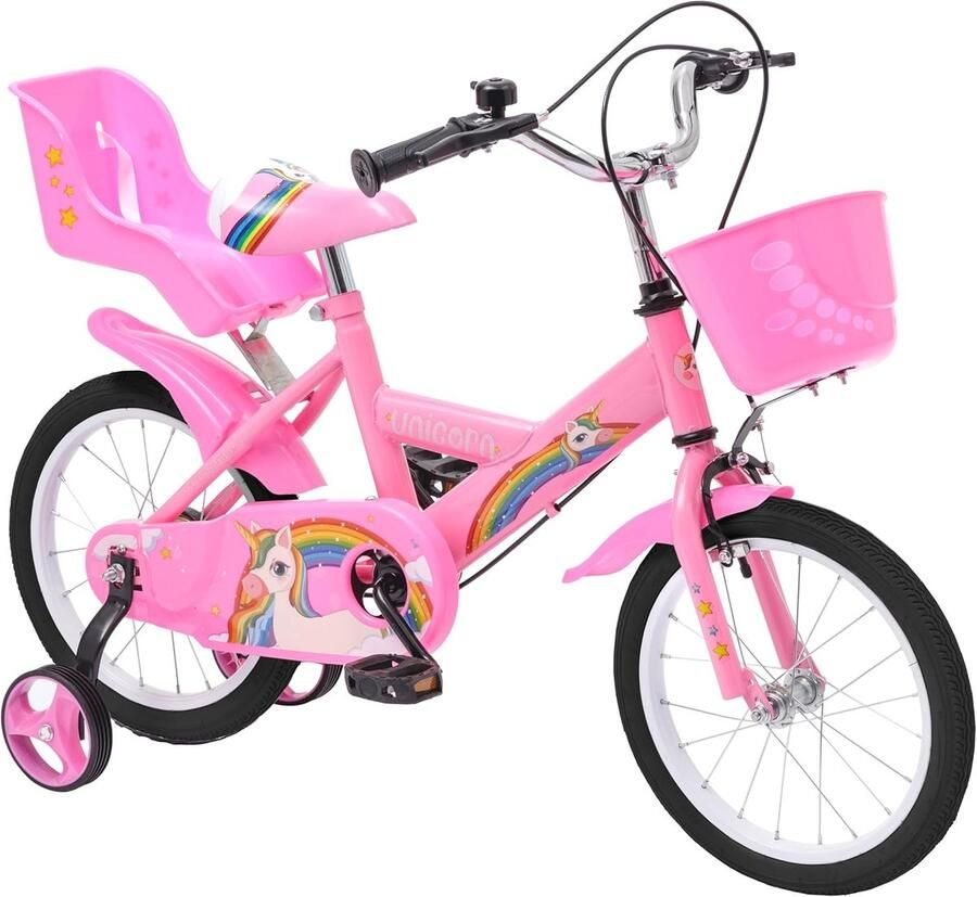 Kinderfiets Meisjesfiets Leren Fietsen Inclusief Mand 14 Inch Rosé