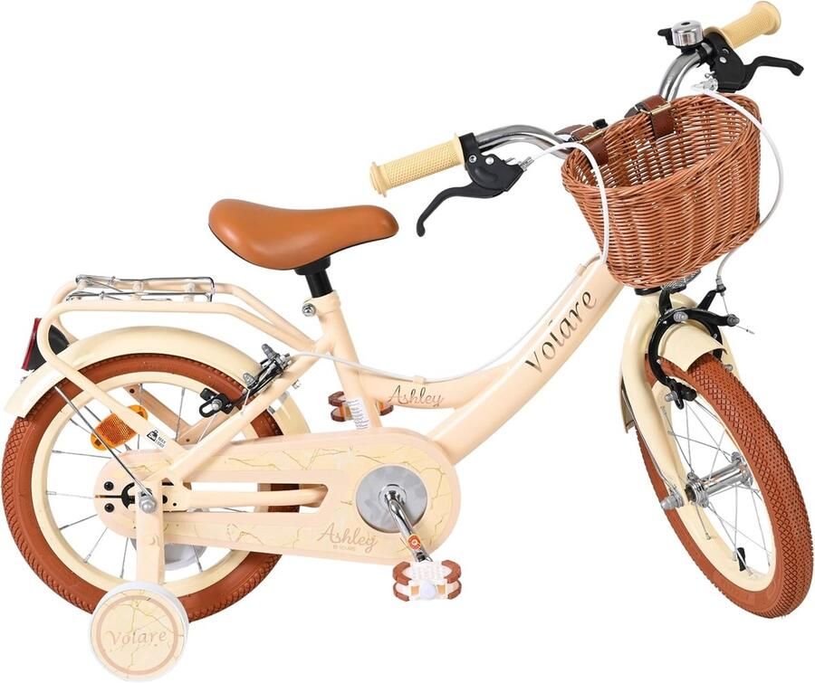 Kinderfiets Meisjesfiets Leren Fietsen Inclusief Zijwieltjes 14 Inch Crème