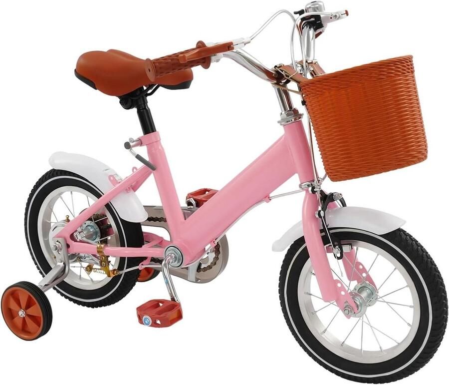 Kinderfiets Meisjesfiets Leren Fietsen Met Steunwielen 12 inch Roze