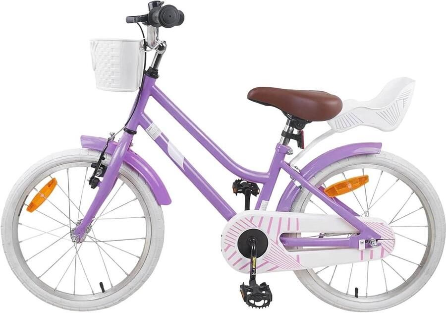 Kinderfiets Meisjesfiets Leren Fietsen Stalen Frame 18 Inch Paars