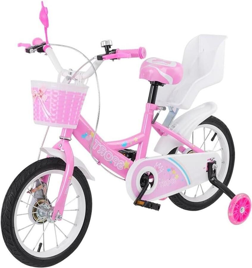 Kinderfiets Meisjesfiets Leren Fietsen Veilig Ontwerp 12 tot 20 inch Roze