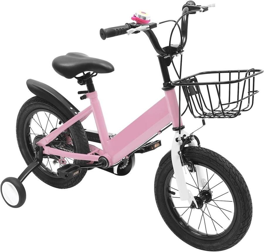 Kinderfiets Meisjesfiets Loopfiets Leren Fietsen Verstelbaar Zadel 14 inch Roze