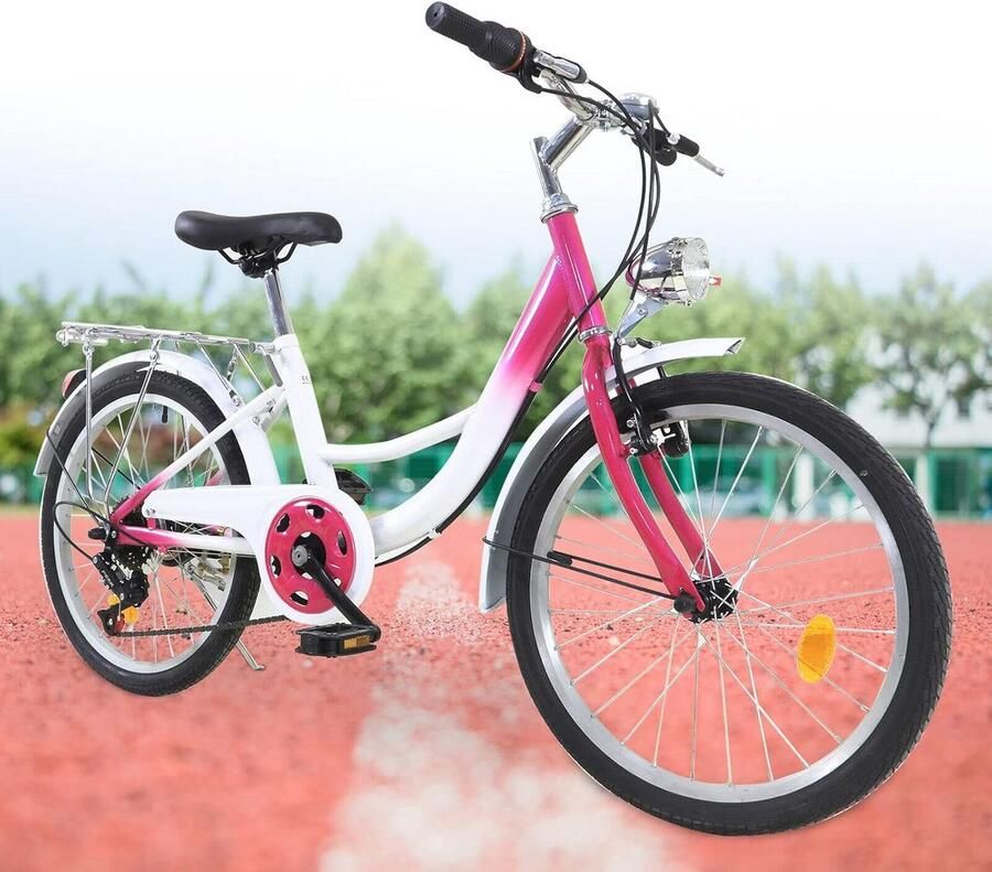 Kinderfiets Meisjesfiets Mountainbike Buiten Fietsen 6 Versnellingen 20 Inch Roze Wit