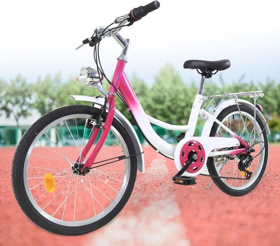 Kinderfiets Meisjesfiets Mountainbike Buiten Fietsen 6 Versnellingen 20 Inch Roze Wit